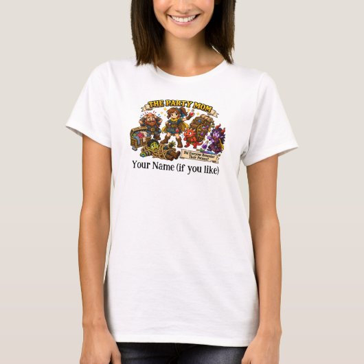 De Feest Moeder – Grappige Fantasie DND Avonturier T-shirt (Voorkant)