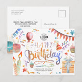 De feestdag van uw Logo Colorful Party Feestdagenkaart (Voorkant / Achterkant)