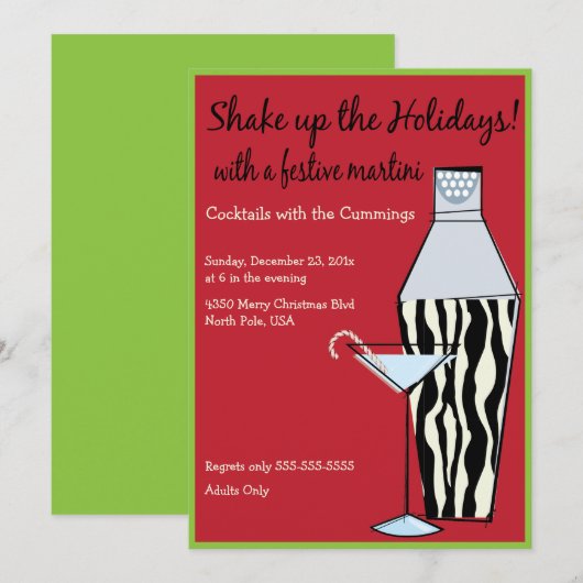 De Feestdagen in de cocktail Kaart (Voorkant / Achterkant)