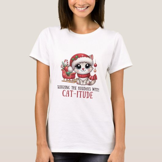 De Feestdagen sleuren met Catitude T-shirt (Voorkant)