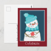 De Feestdagen Snowman in Top Hat vieren Briefkaart (Voorkant / Achterkant)