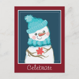 De Feestdagen Snowman in Top Hat vieren Briefkaart