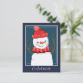 De Feestdagen Snowman vieren Briefkaart (Staand voorkant)