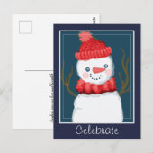 De Feestdagen Snowman vieren Briefkaart (Voorkant / Achterkant)