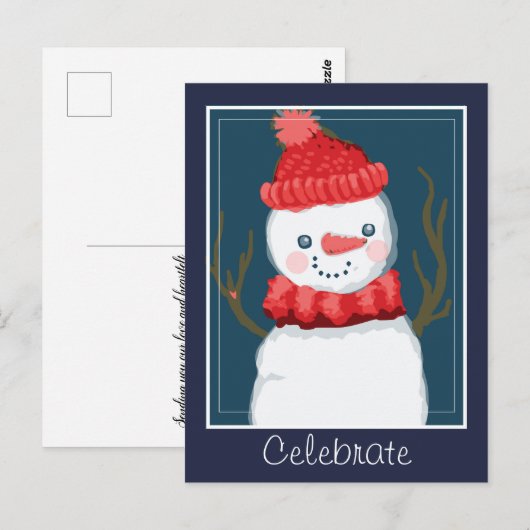De Feestdagen Snowman vieren Briefkaart (Voorkant / Achterkant)