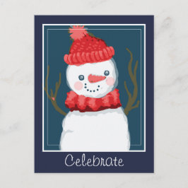 De Feestdagen Snowman vieren Briefkaart