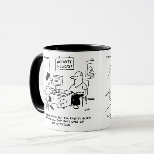 De feestdagen van de activiteit omvatten niet drin mok (Voorkant links)