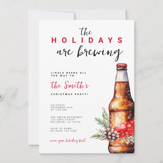 De Feestdagen zijn Bierbrouwerij Kerstvakantie Kaart (Voorkant)