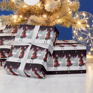 De feestelijke dame van art deco retro vintage cadeaupapier