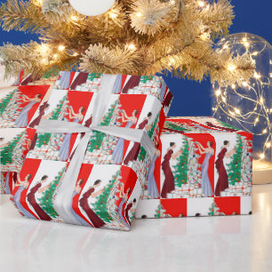 De feestelijke dames van art deco retro vintage cadeaupapier
