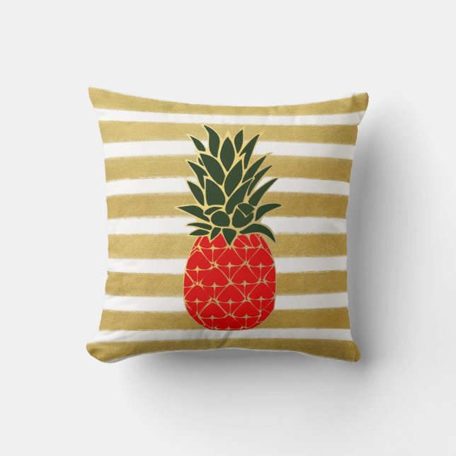 De feestelijke Gouden Ananas van de Vakantie Kussen (Voorkant)