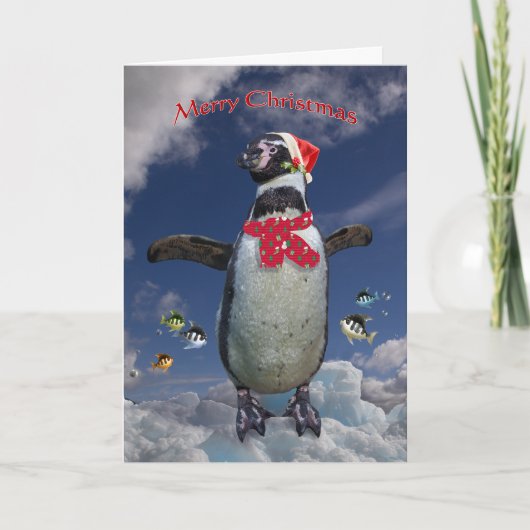 De feestelijke Kerstkaart van de Pinguïn Feestdagen Kaart (Voorkant)
