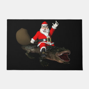 De feestelijke Kerstman die een Alligator berijden Deurmat