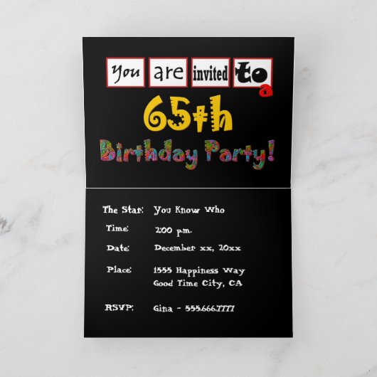 De feestelijke & Kleurrijke 65ste Uitnodiging van (Binnen)