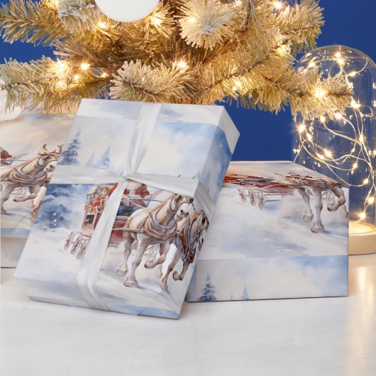 De feestelijke slee van de kerstman! cadeaupapier (Feestdagen)