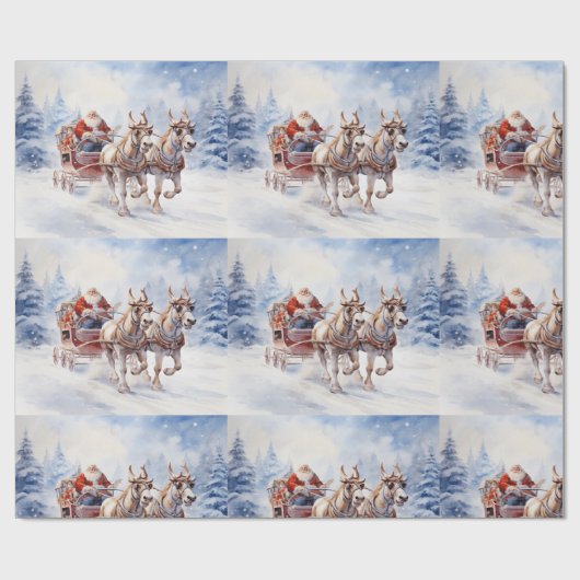 De feestelijke slee van de kerstman! cadeaupapier (Vlak)