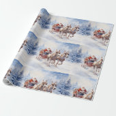 De feestelijke slee van de kerstman! cadeaupapier (Uitgerold)