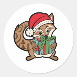 De feestelijke vos en zijn gave ronde sticker