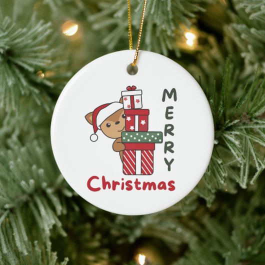 De feestelijke winterdieren in de winter keramisch ornament (Boom)