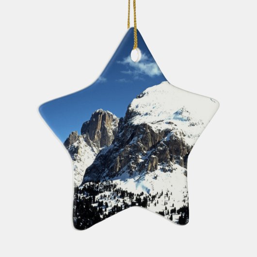 De feestkaart Plattkofel en Langkofel Italië Po Keramisch Ornament (Rechts)