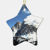 De feestkaart Plattkofel en Langkofel Italië Po Keramisch Ornament (Links)