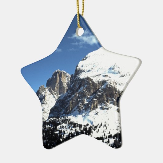 De feestkaart Plattkofel en Langkofel Italië Po Keramisch Ornament (Links)