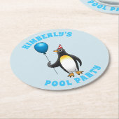 De Feestpinguïn Ronde Kartonnen Onderzetter (Gebogen)