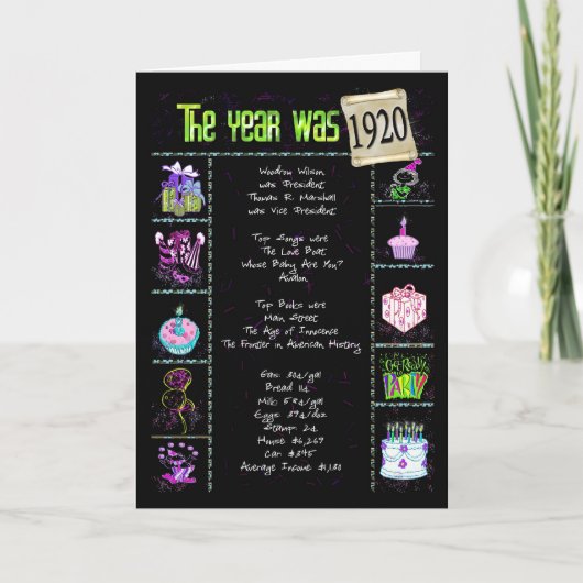 De Feiten van de Pret van het Jaar 1920 van de Kaart (Voorkant)