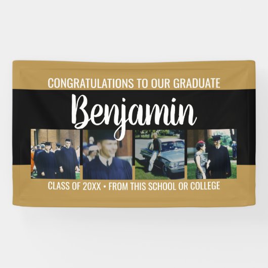 De felicitaties Afstuderen 4 Foto - Modern Manuscr Spandoek (Horizontaal)