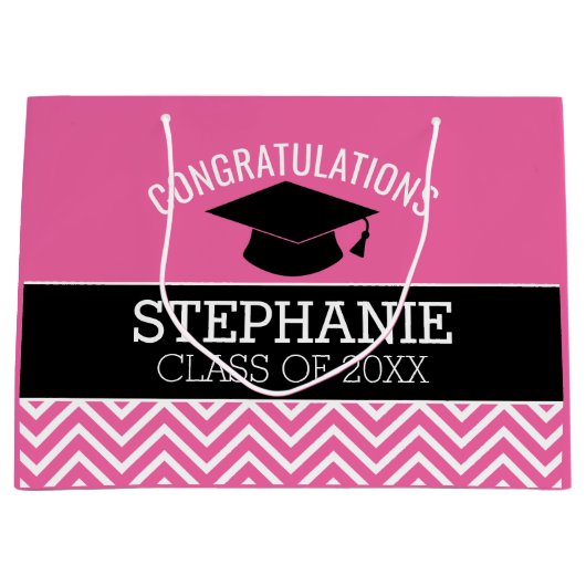 De felicitaties Afstuderen Afstuderen kunnen Roze  Groot Cadeauzakje (Voorkant)