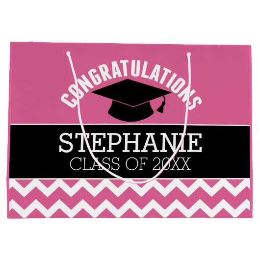 De felicitaties Afstuderen Afstuderen kunnen Roze  Groot Cadeauzakje (Achterkant)