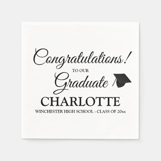 De felicitaties afstuderen de tekst van het douane servet (Voorkant)