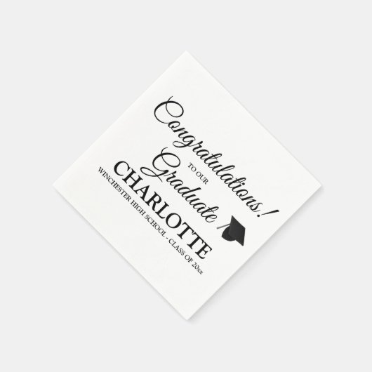 De felicitaties afstuderen de tekst van het douane servet (Hoek)