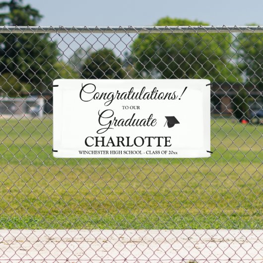 De felicitaties afstuderen de tekst van het douane spandoek (Insitu)