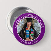 De felicitaties Afstuderen naam en foto Ronde Button 7,6 Cm (Voorkant /achterkant)