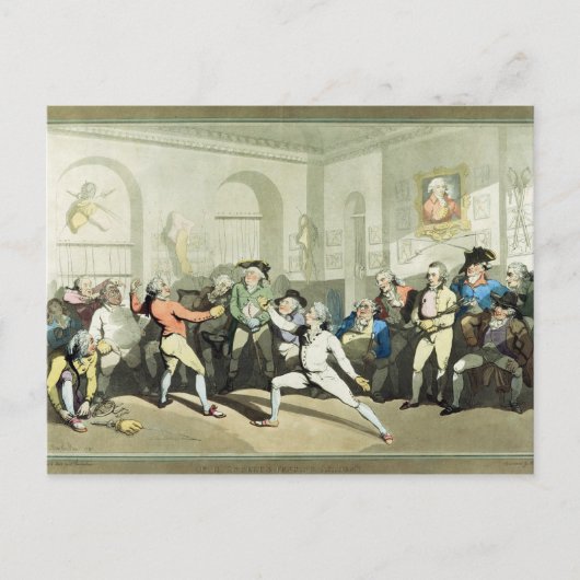 De Fencing Academy van de heer H Angelo, gegraveer Briefkaart (Voorkant)