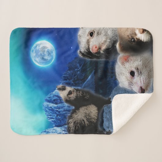 De Ferret Moon Sherpa Deken (Voorkant (horizontaal))