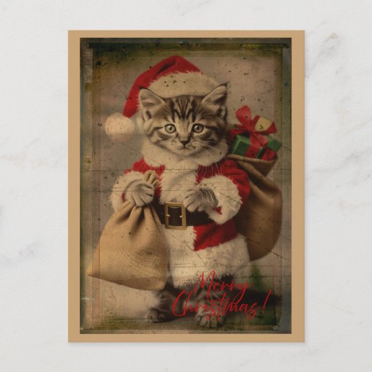 De 'Festive Folly' Kittens Kerstkaart Briefkaart (Voorkant)