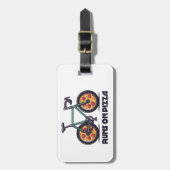 De fiets rijdt op pizza bagagelabel (Voorkant verticaal)