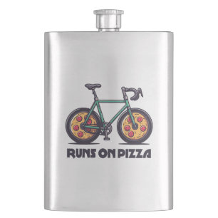 De fiets rijdt op pizza flacon