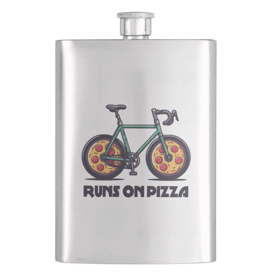 De fiets rijdt op pizza flacon (Voorkant)