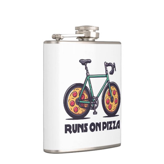 De fiets rijdt op pizza heupfles (Rechts)