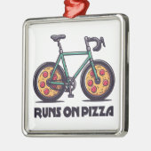 De fiets rijdt op pizza metalen ornament (Links)