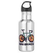 De fiets rijdt op pizza waterfles  (Voorkant)
