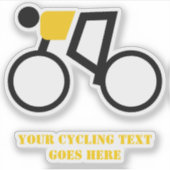 De fietser rijdt op zijn fiets zwart en geel sticker (Voorkant)