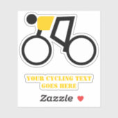 De fietser rijdt op zijn fiets zwart en geel sticker (Vel)