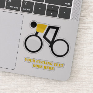 De fietser rijdt op zijn fiets zwart en geel sticker