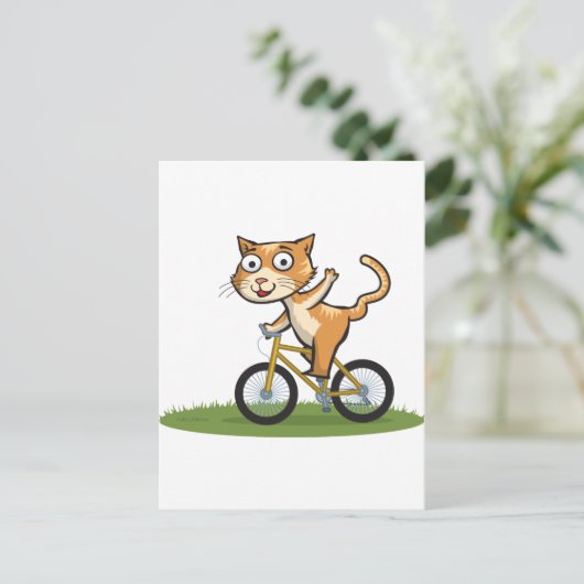 De Fietser van de kat Briefkaart (Staand voorkant)