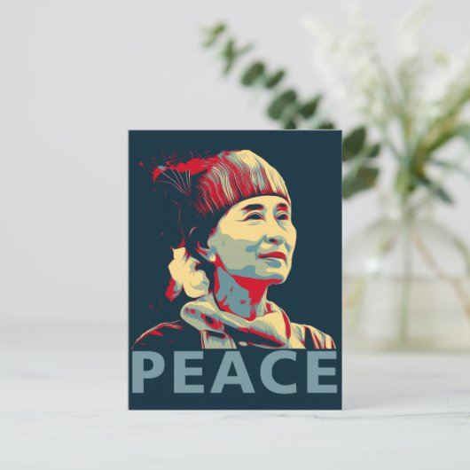 DE FIGHTER - Aung San Suu Kyi | Aangepast Briefkaa Briefkaart (Staand voorkant)