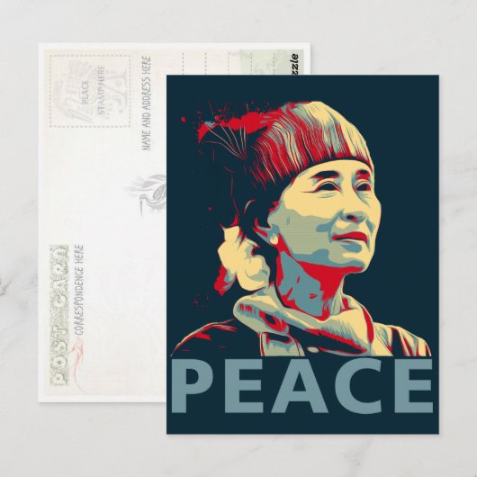 DE FIGHTER - Aung San Suu Kyi | Aangepast Briefkaa Briefkaart (Voorkant / Achterkant)